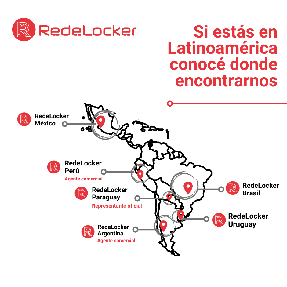 Mapa de ubicaciones de RedeLocker en Latam